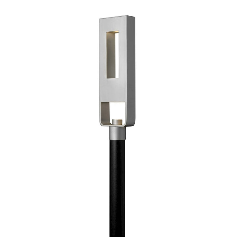 Hinkley Atlantis 24in 2-Light Outdoor Pier Mount | Modern Titanium Extruded Aluminum and Etched Lens | Covered Patio & Entryway | 3 x 7 | Model 1641TT-LL