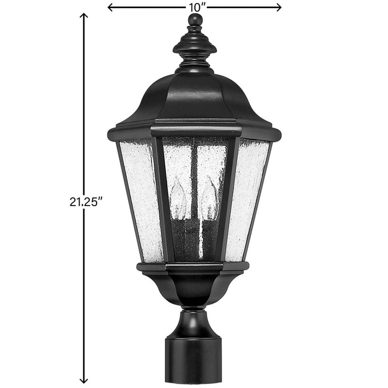 Hinkley Edgewater 15in 4-Light Outdoor Post Light | Traditional Black Cast Aluminum and Clear Seedy Glass | Covered Patio & Garden Path | Model 1677BK-LV