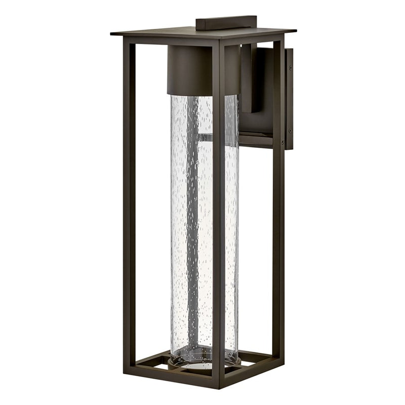 Hinkley Coen 22in 1-Light Outdoor Wall Sconce | Modern Oil Rubbed Bronze Composite and Clear Seedy Glass | Covered Patios & Entryways | Model 17025OZ-LL