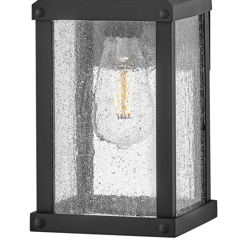 Hinkley Beacon Hill 1-Light Outdoor Wall Sconce | Traditional Museum Black Aluminum and Clear Seedy Glass | Covered Porch & Entryway | 7 x | Model 17460MB