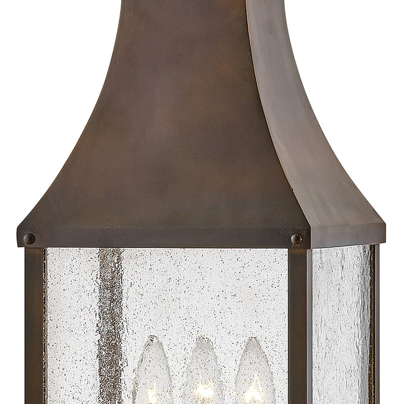 Hinkley Beacon Hill 26in 3-Light Outdoor Pier Mount | Traditional Blackened Copper Aluminum and Clear Seedy Glass | Covered Patios & | Model 17461BLC