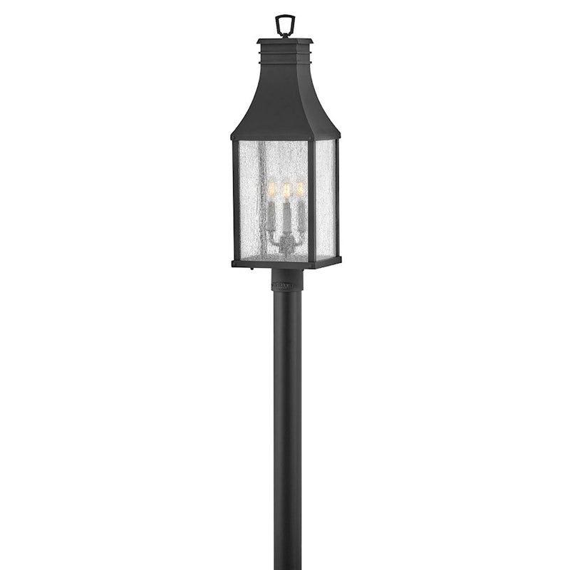 Hinkley Beacon Hill 26in 3-Light Outdoor Post Light | Traditional Museum Black Aluminum and Clear Seedy Glass | Entryway & Porch | 8 x 9 x | Model 17461MB