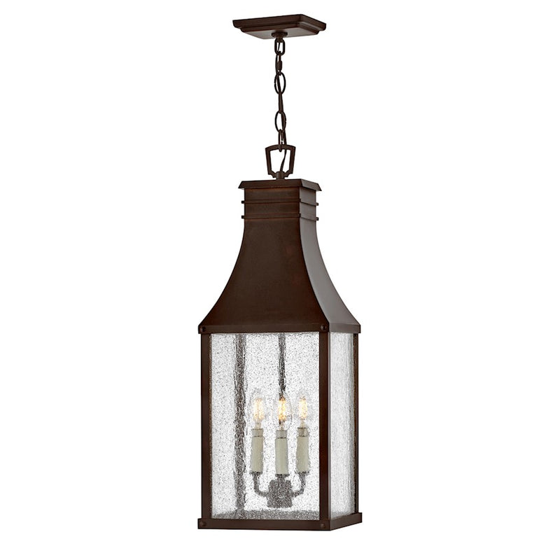 Hinkley Beacon Hill 26in 3-Light Outdoor Hanging Lantern | Traditional Museum Black Aluminum and Clear Seedy Glass | Covered Patios & | Model 17462MB