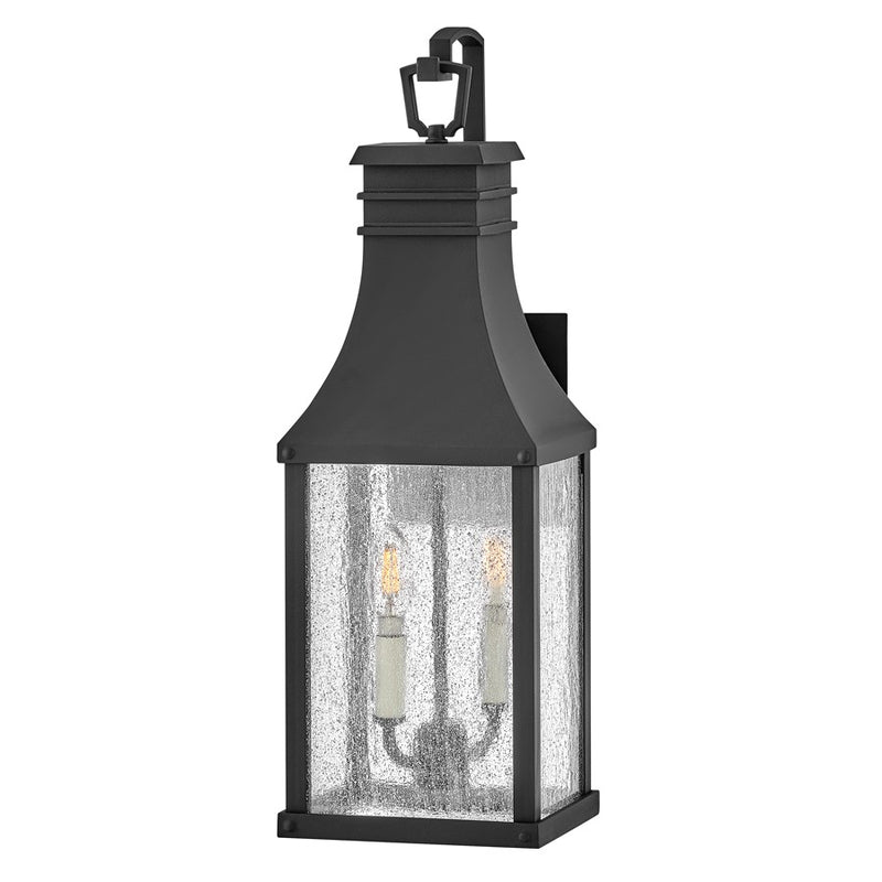Hinkley Lighting Beacon Hill 2 Light Outdoor 8" Med Wall, Black/Seed