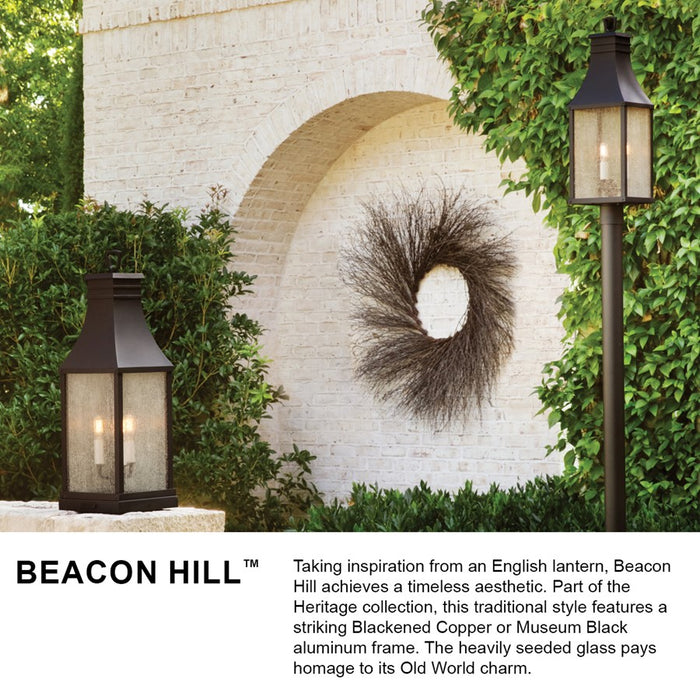 Hinkley Lighting Beacon Hill 2 Light Outdoor 8" Med Wall, Black/Seed