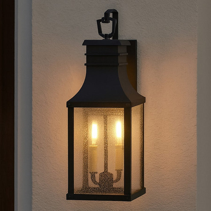 Hinkley Lighting Beacon Hill 2 Light Outdoor 8" Med Wall, Black/Seed