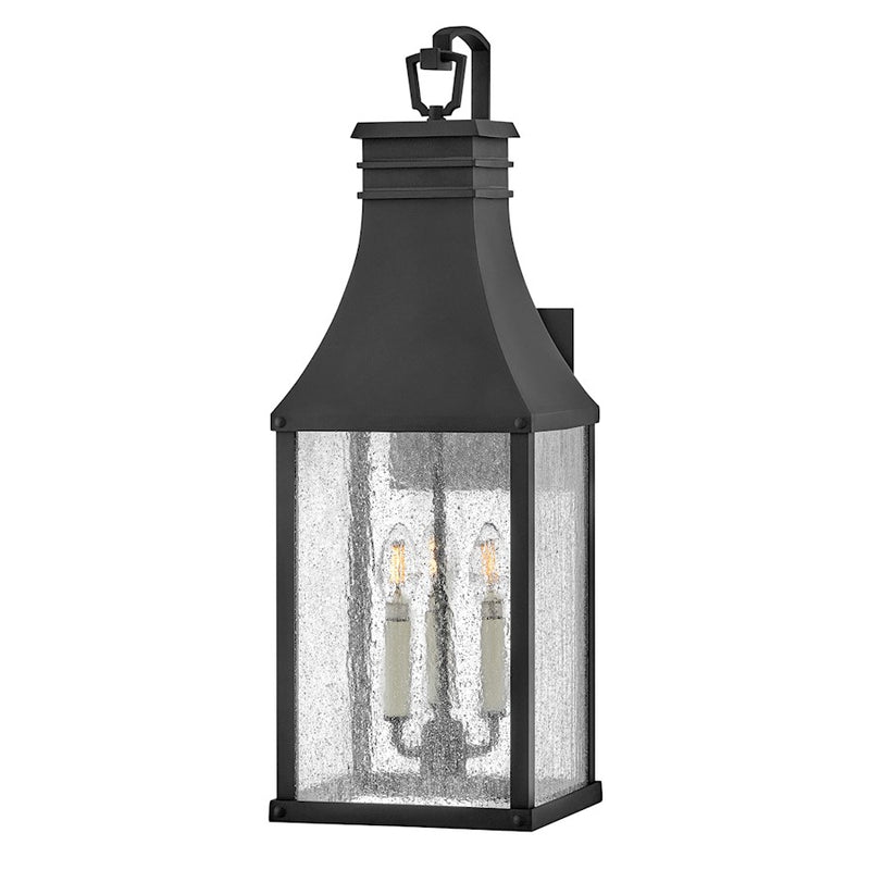 Hinkley Lighting Beacon Hill 3 Light Outdoor Large Wall Mount, Black/Seed