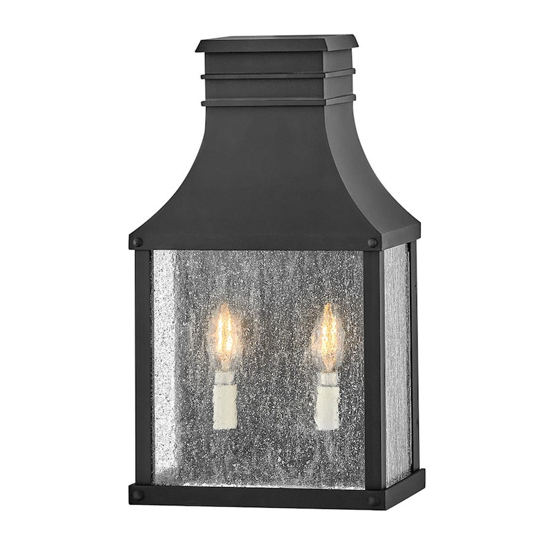 Hinkley Beacon Hill 1-Light Outdoor Wall Sconce | Traditional Museum Black Aluminum and Clear Seedy Glass | Covered Porch & Entryway | 7 x | Model 17460MB