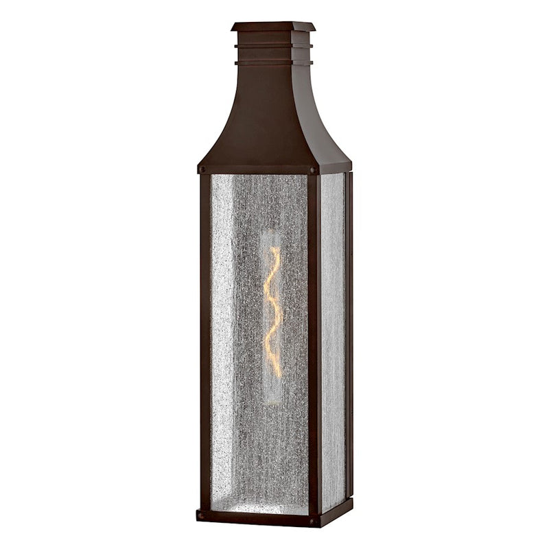 Hinkley Beacon Hill 30in 1-Light Outdoor Wall Sconce | Traditional Blackened Copper Aluminum and Clear Seedy Glass | Covered Patios & | Model 17469BLC-LL
