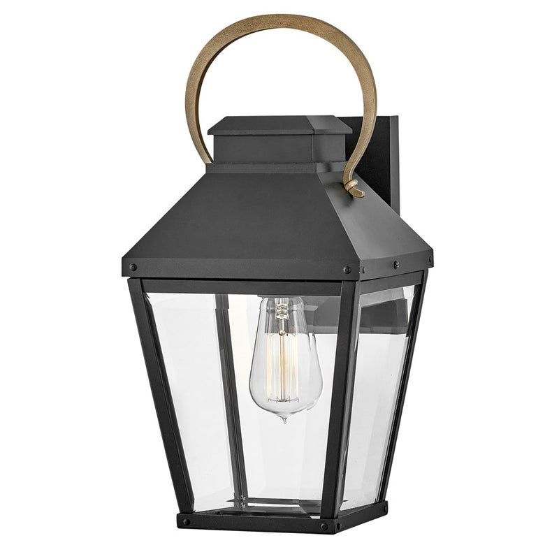 Hinkley Lighting Dawson 1Lt Outdoor Wall Mount, Black/Clear Beveled