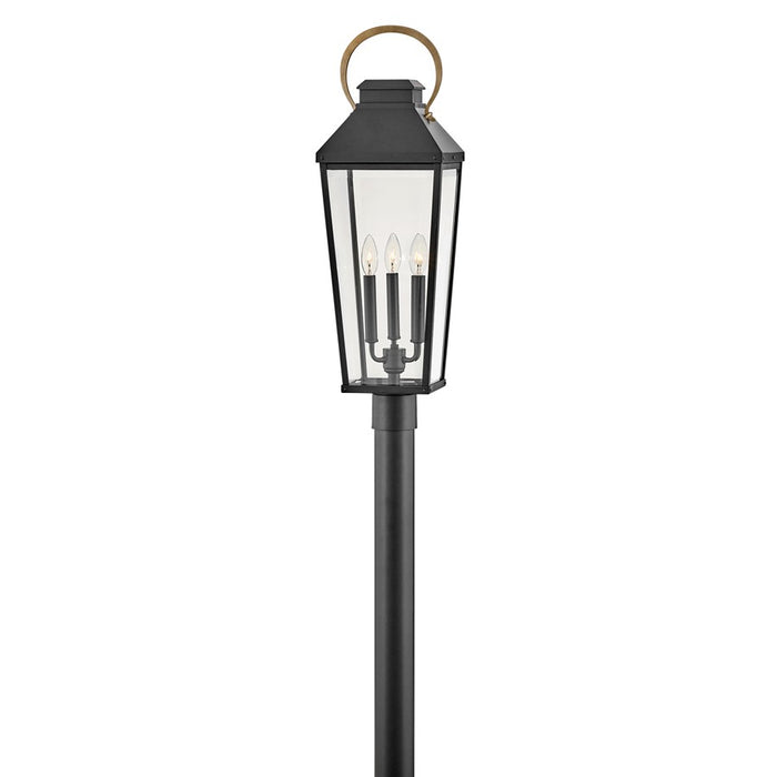 Hinkley Lighting Dawson 3Lt Outdoor Post Mount, Black/Clear Beveled - 17501BK
