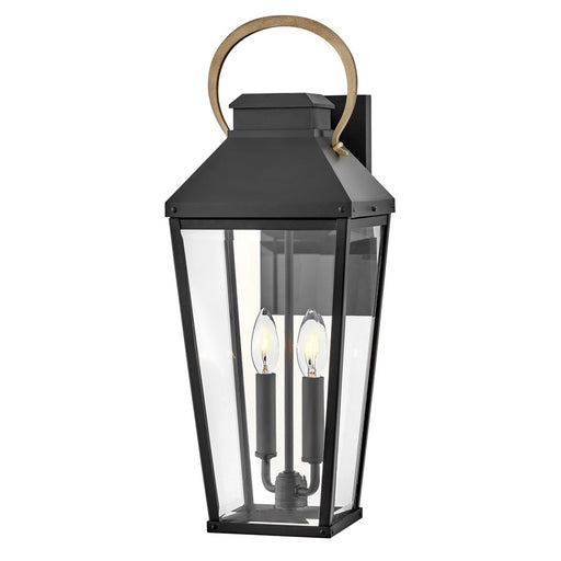 Hinkley Lighting Dawson 2Lt Outdoor Wall Mount, Black/Clear Beveled - 17504BK