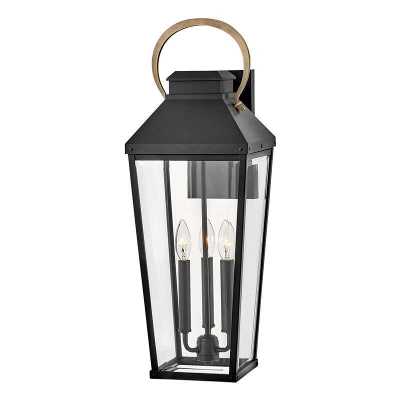Hinkley Lighting Dawson 3Lt Outdoor Wall Mount, Black/Clear Beveled