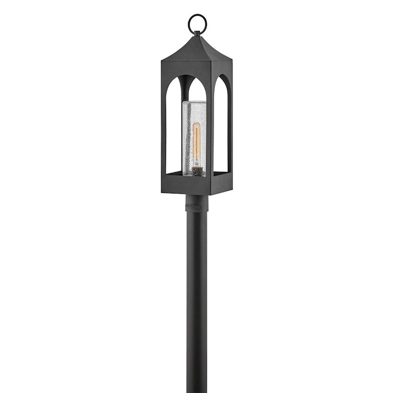 Hinkley Amina 28in 1-Light Outdoor Pier Mount | Traditional Distressed Zinc Aluminum and Clear Seedy Glass | Covered Porch & Entryway | 8 | Model 18081DSZ