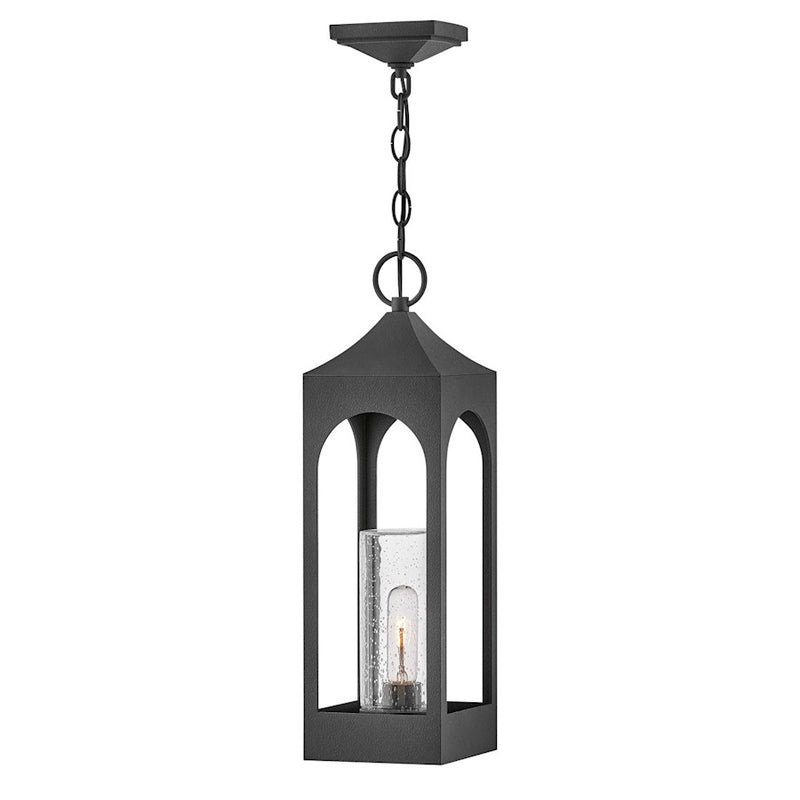 Hinkley Amina 6in 1-Light Outdoor Hanging Lantern | Traditional Distressed Zinc Aluminum and Clear Seedy Glass | Covered Patios & | Model 18082DSZ
