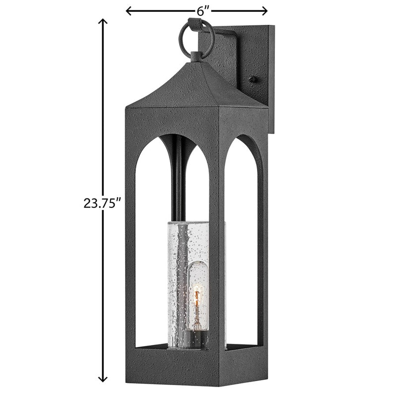 Hinkley Amina 8in 1-Light Outdoor Wall Sconce | Traditional Distressed Zinc and Clear Seedy Glass | Covered Patios & Entryways | 8 x 6 x | Model 18084DSZ