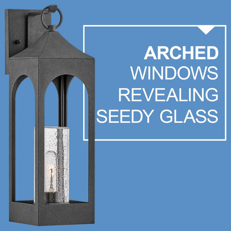Hinkley Amina 8in 1-Light Outdoor Wall Sconce | Traditional Distressed Zinc and Clear Seedy Glass | Covered Patios & Entryways | 8 x 6 x | Model 18084DSZ