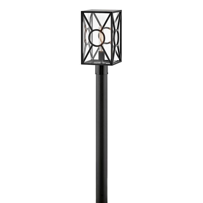 Hinkley Brixton 8in 1-Light Outdoor Pier Mount | Transitional Burnished Bronze Composite and Clear Mitered Glass | Porch & Entryway | 8 x | Model 18371BU