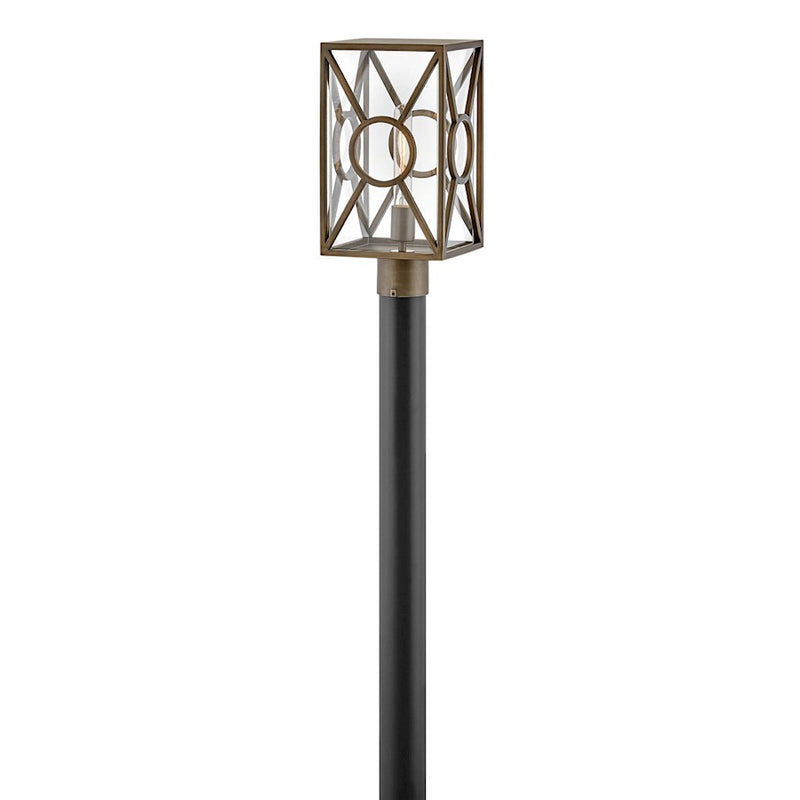 Hinkley Brixton 8in 1-Light Outdoor Pier Mount | Transitional Burnished Bronze Composite and Clear Mitered Glass | Porch & Entryway | 8 x | Model 18371BU