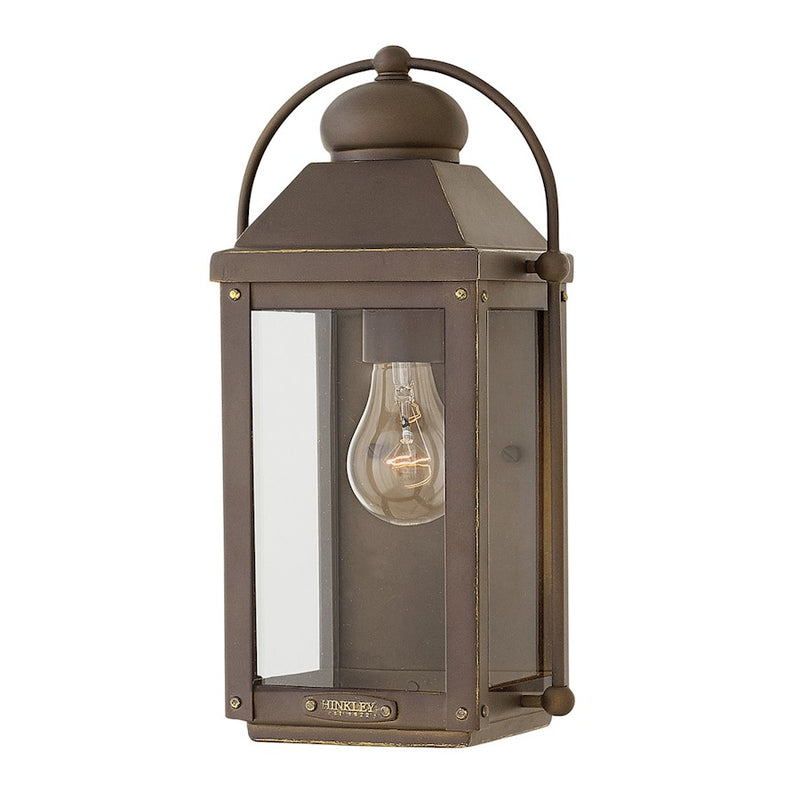 Hinkley Anchorage 13in 1-Light Outdoor Wall Sconce | Traditional Light Oiled Bronze Aluminum and Clear Glass | Covered Patio & Entryway | Model 1850LZ-LL