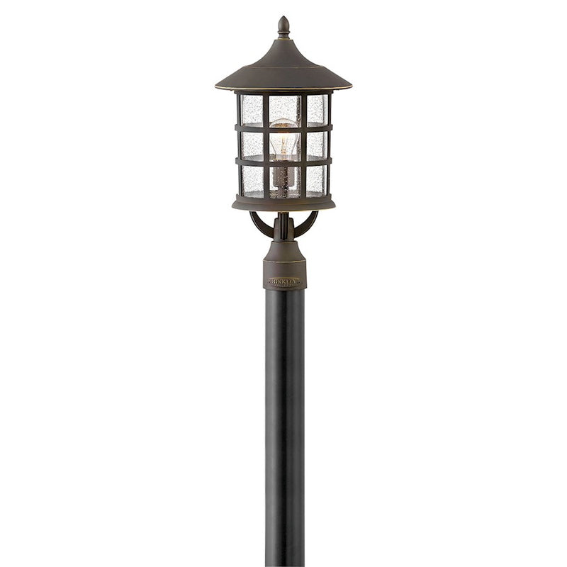 Hinkley Freeport 8in 1-Light Post Light | Traditional Textured Black Composite and Clear Seedy Glass | Outdoor Pole Mount & Pathway | 8 | Model 1861TK-LV