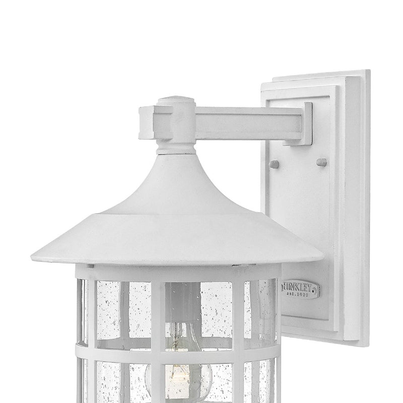 Hinkley Freeport 1-Light Outdoor Wall Sconce | Traditional Coastal Textured White Composite and Clear Seedy Glass | Covered Patios & | Model 1865TW