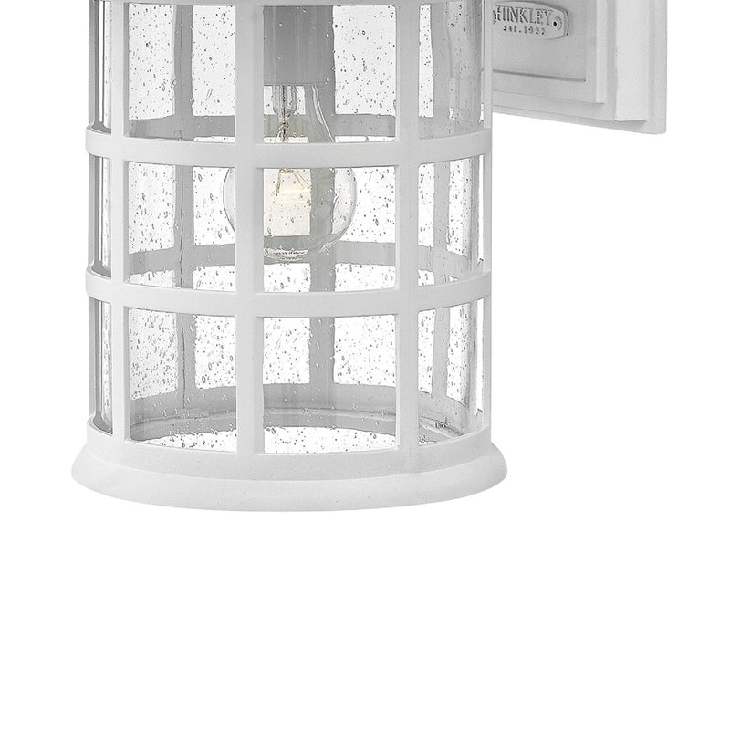 Hinkley Freeport 1-Light Outdoor Wall Sconce | Traditional Coastal Textured White Composite and Clear Seedy Glass | Covered Patios & | Model 1865TW