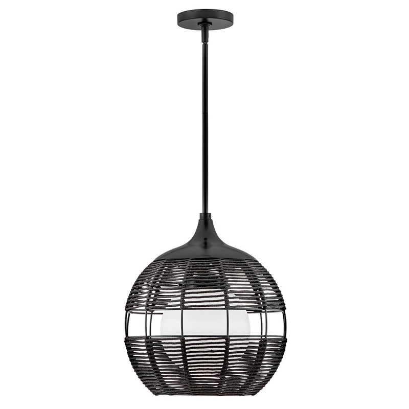 Hinkley Lighting Maddox 1 Light Outdoor Pendant, Black/Etched Opal