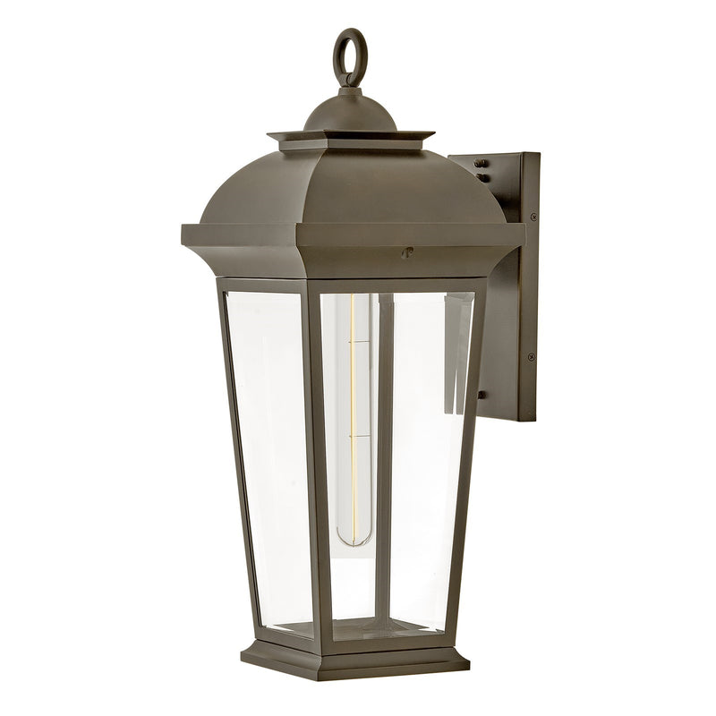 Hinkley Hawthorne 20in 1-Light Outdoor Wall Mount | Traditional Blackened Brass Aluminum and Clear Beveled Glass | Covered Patio & | Model 19690BLB