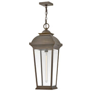 Hinkley Hawthorne 12in 1-Light Outdoor Pendant | Traditional Blackened Brass Aluminum and Clear Beveled Glass | Covered Patio & Entryway | Model 19692BLB