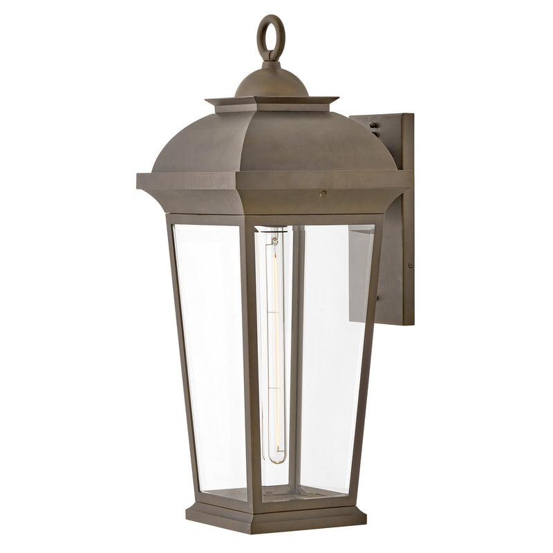 Hinkley Hawthorne 55in 1-Light Outdoor Wall Mount | Traditional Blackened Brass Aluminum and Clear Beveled Glass | Entryway & Covered | Model 19695BLB