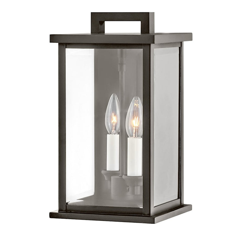 Hinkley Weymouth 18in 2-Light Outdoor Wall Sconce | Traditional Oil Rubbed Bronze Aluminum and Clear Beveled Glass | Covered Patio & | Model 20014OZ