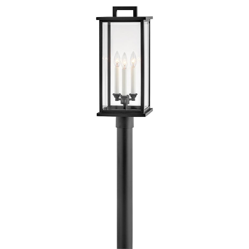 Hinkley Weymouth 3-Light Outdoor Post Light | Traditional Black Aluminum and Clear Beveled Glass | Patio & Garden Entry | 9 x 9 x 22.25 in | Model 20011BK