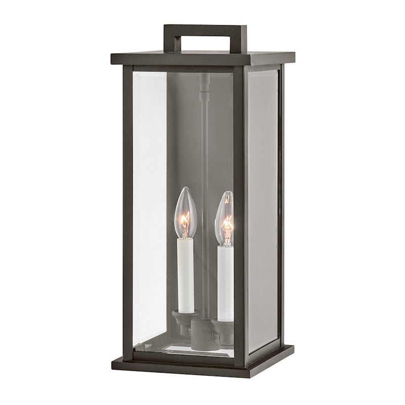 Hinkley Weymouth 18in 2-Light Outdoor Wall Sconce | Traditional Oil Rubbed Bronze Aluminum and Clear Beveled Glass | Covered Patio & | Model 20014OZ