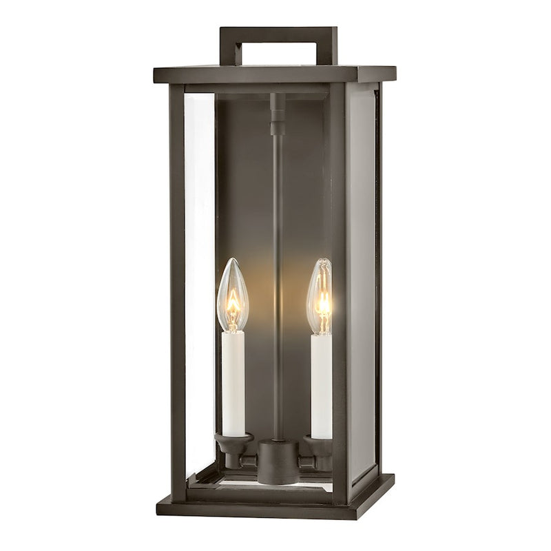 Hinkley Weymouth 18in 2-Light Outdoor Wall Sconce | Traditional Oil Rubbed Bronze Aluminum and Clear Beveled Glass | Covered Patio & | Model 20014OZ