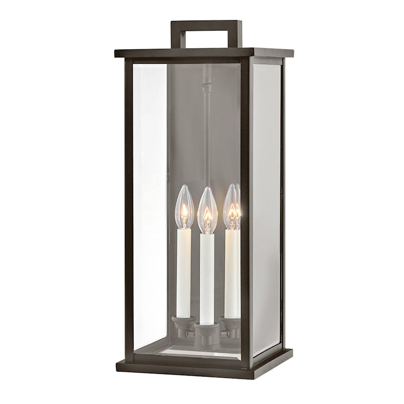 Hinkley Weymouth 22in 3-Light Outdoor Wall Sconce | Traditional Oil Rubbed Bronze Aluminum and Clear Beveled Glass | Covered Patios & | Model 20015OZ