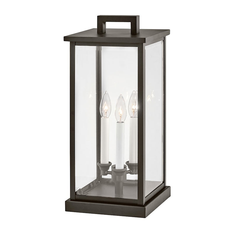 Hinkley Weymouth 9in 3-Light Outdoor Pier Mount | Traditional Oil Rubbed Bronze Aluminum and Clear Beveled Glass | Covered Patios & | Model 20017OZ-LV