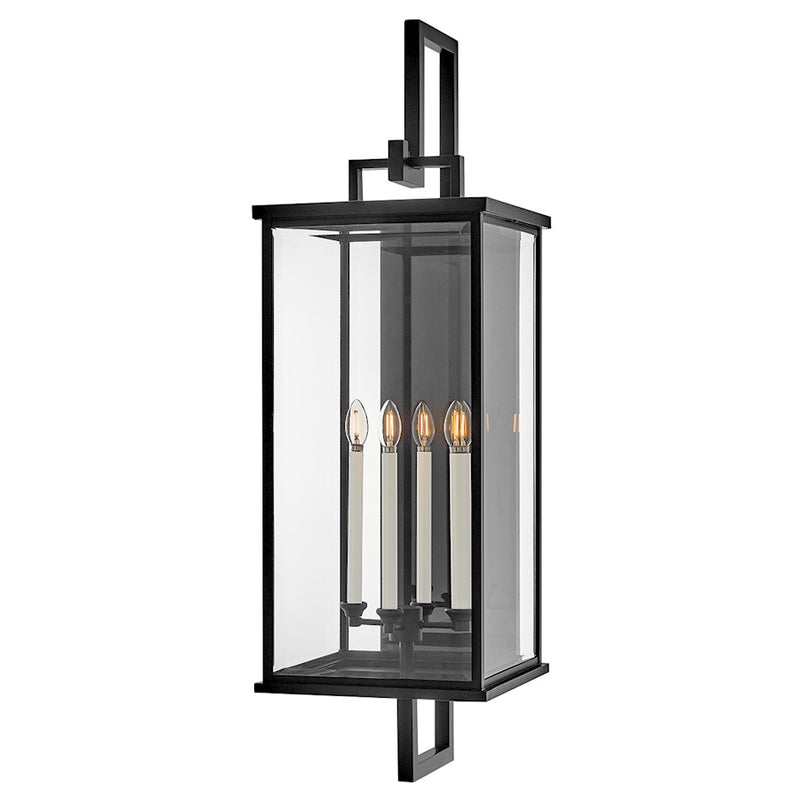 Hinkley Weymouth 16in 4-Light Outdoor Hanging Lantern | Traditional Black Aluminum and Clear Beveled Glass | Covered Patio & Entryway | 16 | Model 20019BK