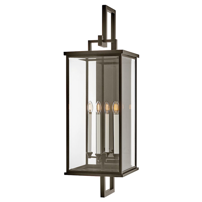 Hinkley Weymouth 45in 4-Light Outdoor Hanging Lantern | Traditional Oil Rubbed Bronze Aluminum and Clear Beveled Glass | Covered Patio & | Model 20019OZ