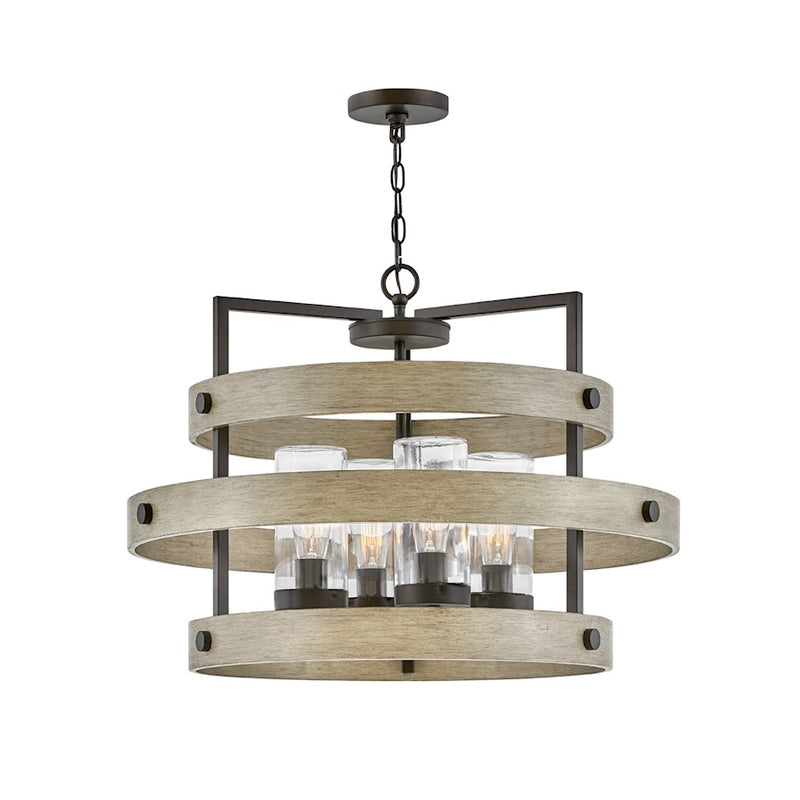 Hinkley Riverwood 42in 5-Light Outdoor Hanging Lantern | Transitional Warm Bronze Aluminum and Warm Ash Accents with Clear Glass | Covered | Model 20035WB