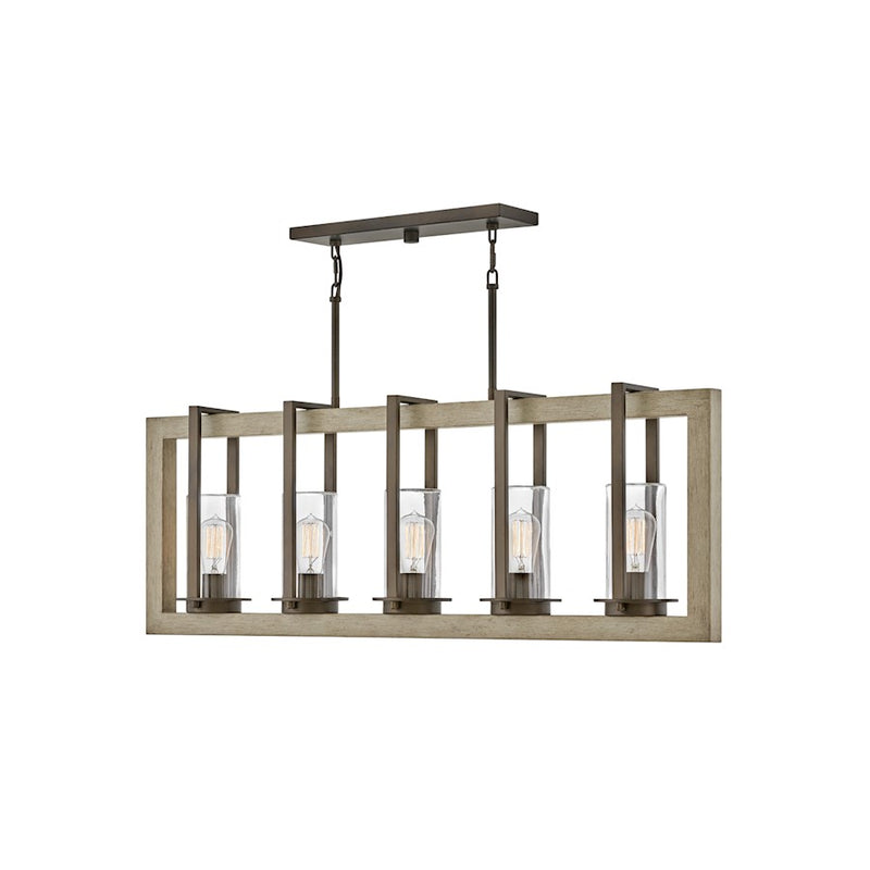 Hinkley Riverwood 42in 5-Light Outdoor Hanging Lantern | Transitional Warm Bronze Aluminum and Warm Ash Accents with Clear Glass | Covered | Model 20035WB