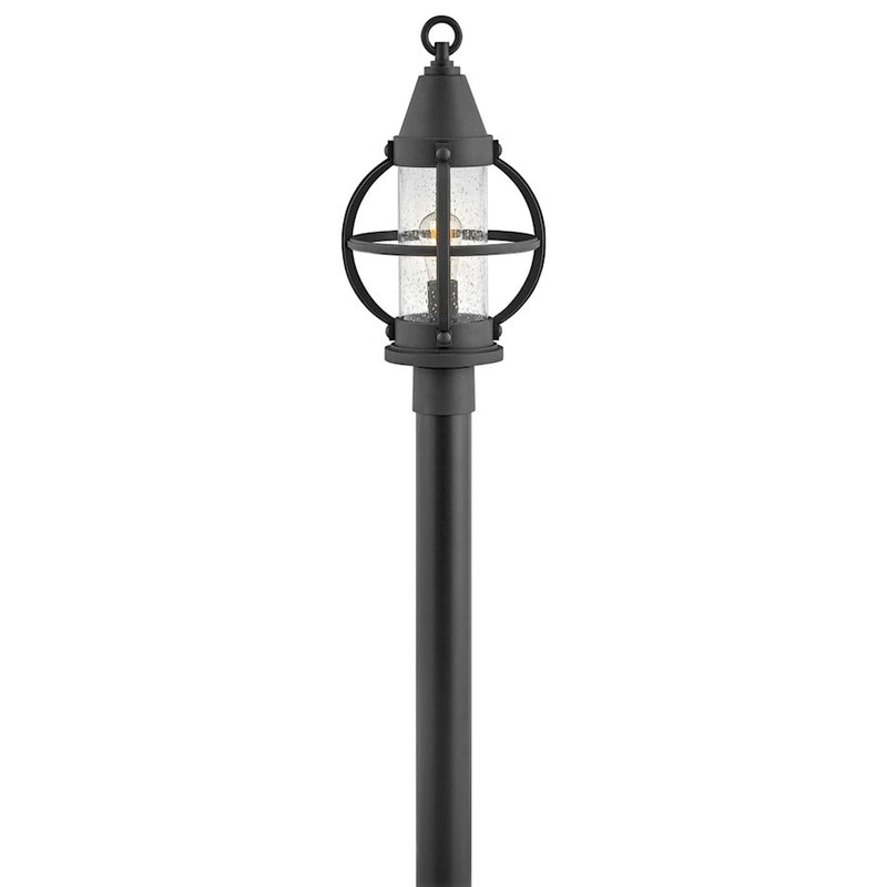 Hinkley Chatham 21in 1-Light Outdoor Post Light | Coastal Museum Black Composite and Clear Seedy Glass | Entryway & Patio | 10 x 10 x 21 in | Model 21001MB