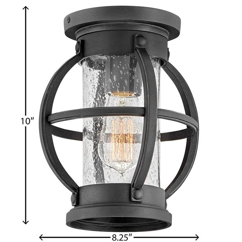 Hinkley Lighting Chatham 1 Light Outdoor Ceiling, Museum Black