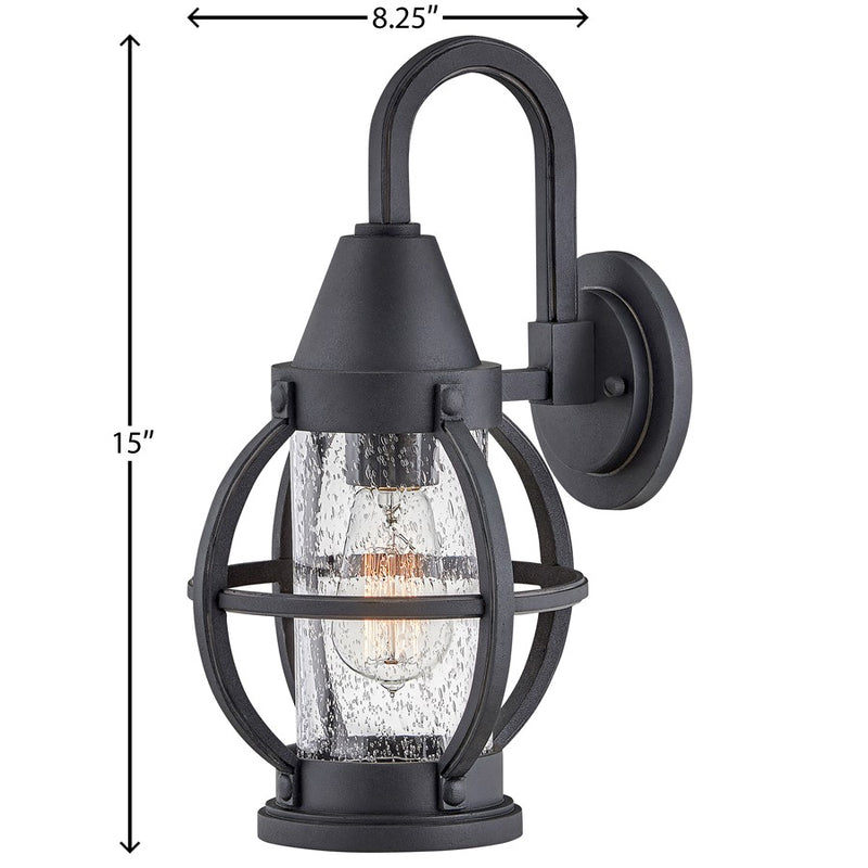 Hinkley Lighting Chatham 1 Light Outdoor Wall Mount, Museum Black