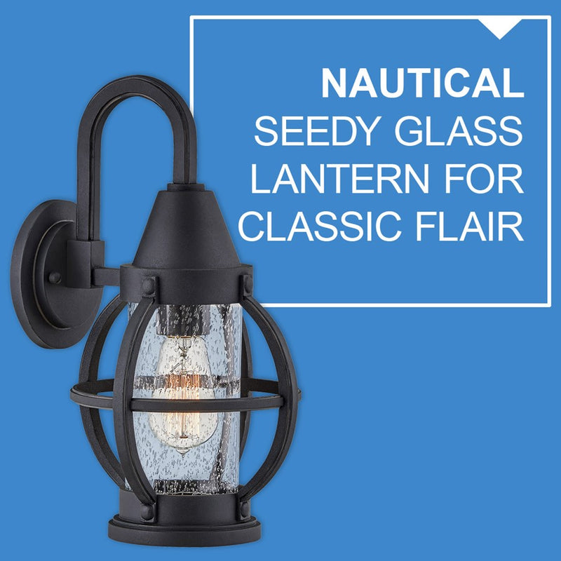Hinkley Lighting Chatham 1 Light Outdoor Wall Mount, Museum Black