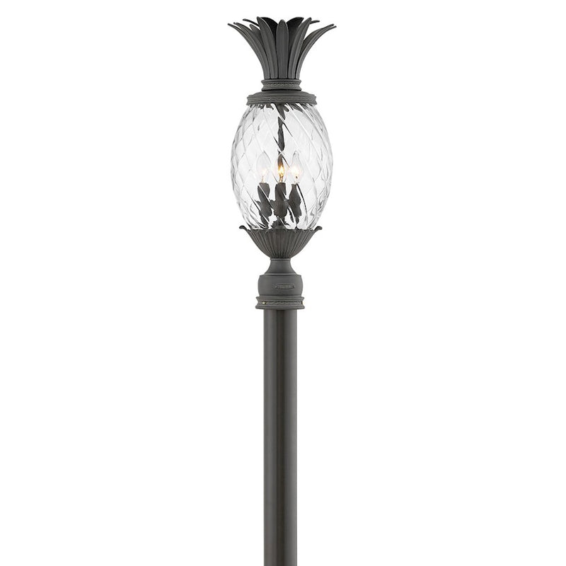 Hinkley Plantation 25in 3-Light Post Light | Traditional Museum Black Aluminum and Clear Optic Glass | Outdoor Patio & Garden | 10 x 10 | Model 2121MB-LV