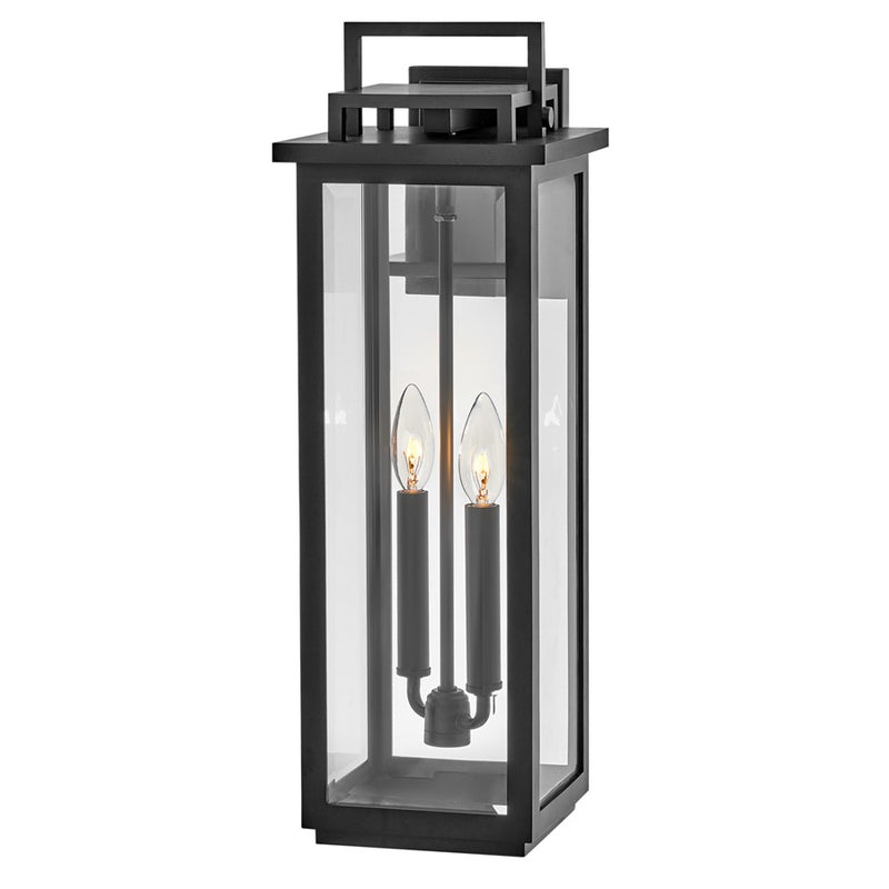 Hinkley Winthorpe 22in 2-Light Outdoor Wall Sconce | Traditional Black Composite and Clear Beveled Glass | Covered Patio & Entryway | 8.75 | Model 22114BK