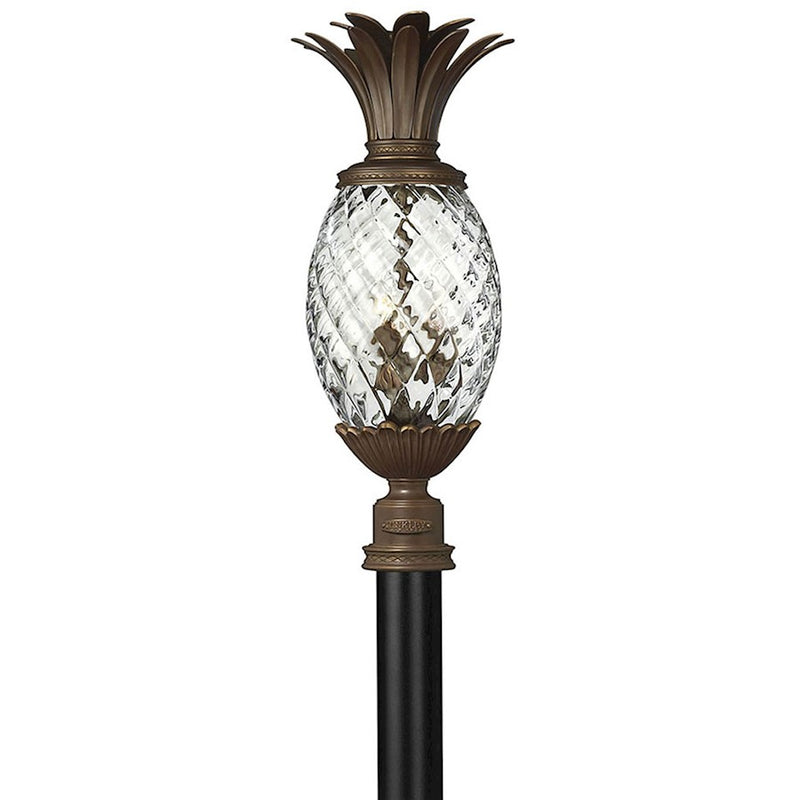 Hinkley Plantation 10in 3-Light Outdoor Pier Mount | Traditional Copper Bronze Solid Brass and Clear Optic Glass | Covered Patios & | Model 2221CB-LV