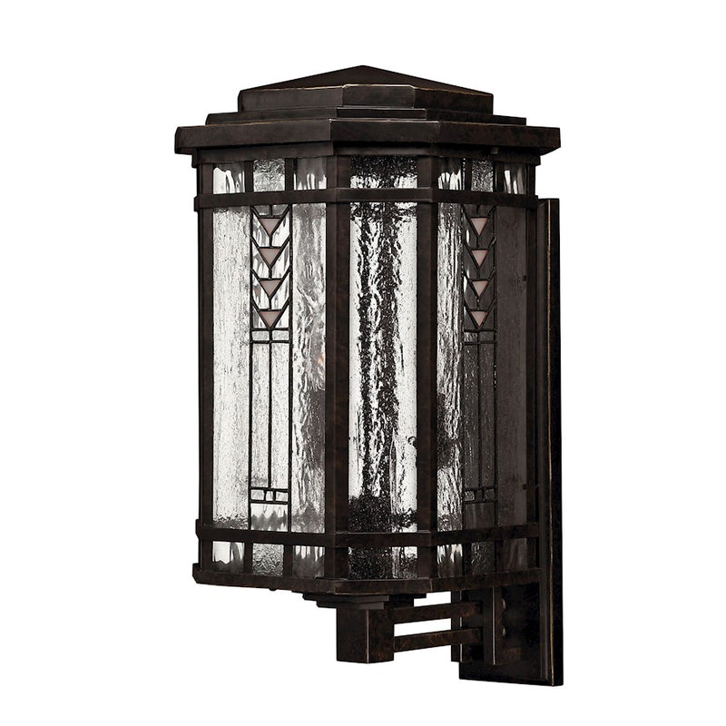 Hinkley Tahoe 12in 4-Light Outdoor Wall Sconce | Arts & Crafts Regency Bronze and Clear Seedy Water Glass | Entryway & Patio | Model 2244RB
