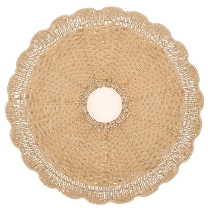 Hinkley Paloma 40in 3-Light Chandelier | Coastal Lacquered Brass and All Weather Rattan Etched Opal | Covered Patio & Outdoor Dining | Model 22994LCB-LL